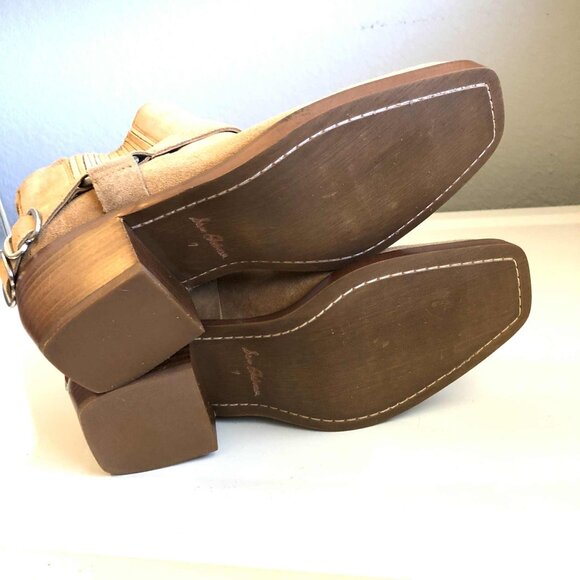 New SAM EDELMAN Bellamie Suede Harness Biker Ankle Booties Camel 7 MSRP $200 - Picture 7 of 7